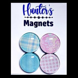 Set of 4 Magnets - Shabby Chic 4 Glass Refrigerator Kitchen Whiteboard